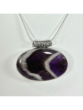 Amethyst Large 925 Oval Gemstone Pendant
